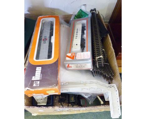 MODEL TRAIN ACCESSORIES. Box of mixed Lima 00 gauge models and accessories also including Hornby