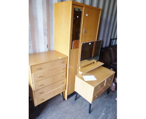 THREE PIECE BEDROOM SUITE. Light oak three piece bedroom suite