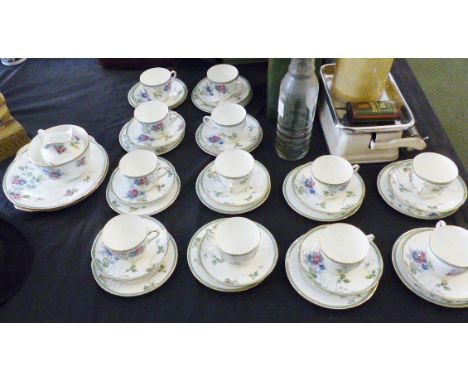 ROYAL DOULTON TEA SERVICE. Royal Doulton part tea service with floral detail on white ground, approximately forty pieces 