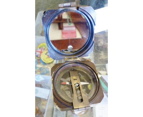 SQUARE COMPASS. Square brass compass marked K Hughes