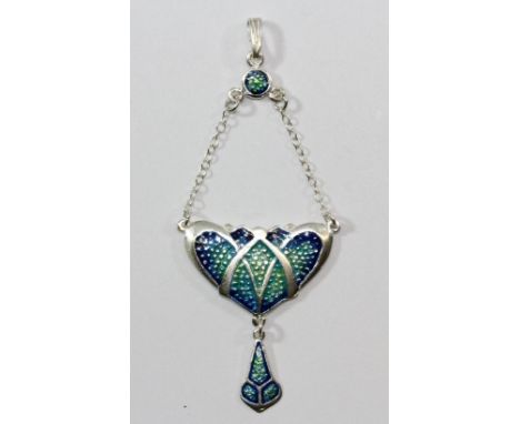 A .925 silver and enamel Art Nouveau style pendant.W.3cm