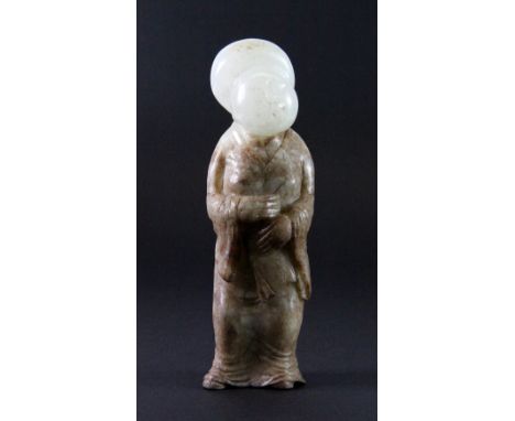 A lovely Chinese carved white jade figure of a Tang dynasty style lady (H:14cm) Est. £250-350