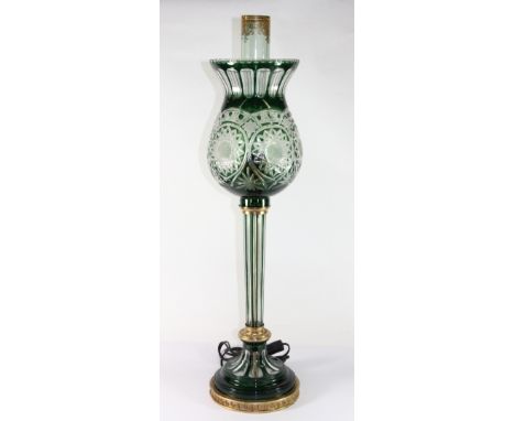 Beautiful tall Bohemian cut glass oil lamp style table lamp (78cm)