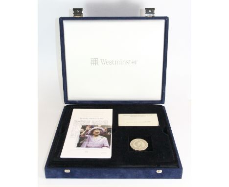 Three silver commemorative coins for Her Majesty Queen Elizabeth the Queen Mother, two enamelled.