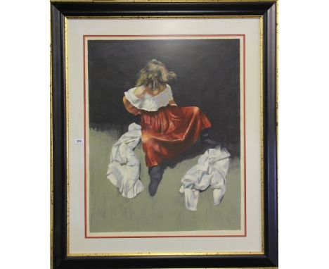 Robert O Lenkiewicz (1941-2002) Large framed pencil signed limited edition lithograph 140/195 'painter with women St Antony t
