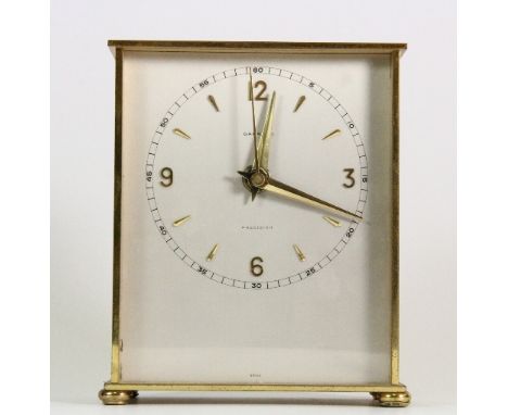 A 1970's brushed gilt brass Garrard mantle clock (quartz) H.15.5cm