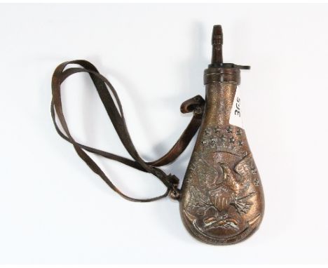 Bronzed cast metal American civil war style powder flask