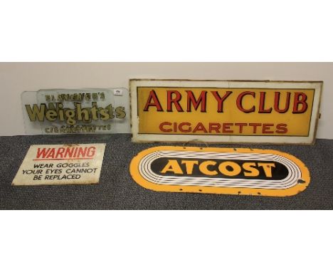 3 Glass advertising signs and 2 enamel signs