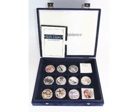 A case silver and enamel RMS Titanic coin collection