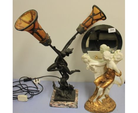 Art Deco style lady mirror and an Art Deco style lady lamp