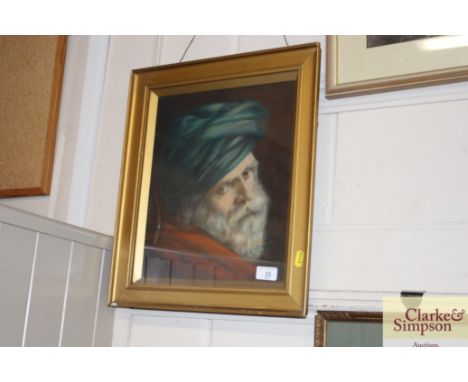 A pastel portrait study contained in gilt frame 