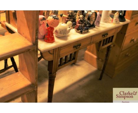 An Edwardian marble topped and tile back washstand, the tiles decorated with days of the week 