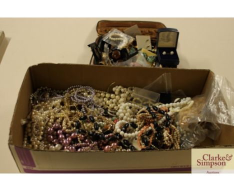 A large quantity of various costume jewellery; imitation pearl necklaces etc.