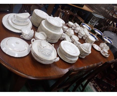 A ROYAL WORCESTER 'GOLD CHANTILLY' PART DINNER SERVICE an Aynsley blue and gilt part dessert service (tazza repaired), Royal 
