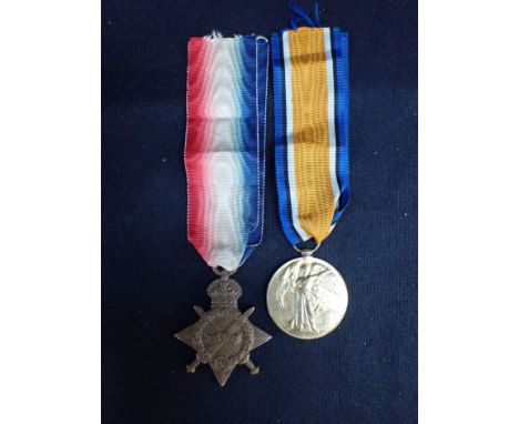 TWO GREAT WAR MEDALS 1914/15 Star - 1496 Pte J Blewett E. Surr. R. Victory Medal - 173723 GNR. S.C. Austin. Condition GVF.