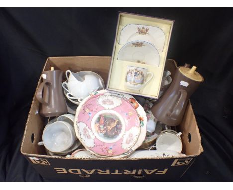 A JAPANESE TEA SET, A GLASS FORGET-ME-NOT ROLLING PIN&nbsp;1935 Jubillee cup, saucer and plate (orig. box), Poole pottery and