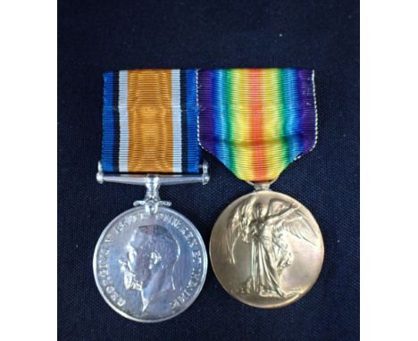 A GREAT WAR MEDAL PAIR to Pte Hall, Cheshire Regiment. Correctly impressed 41810 Pte T Hall Ches R. Swing mounted as worn. Co