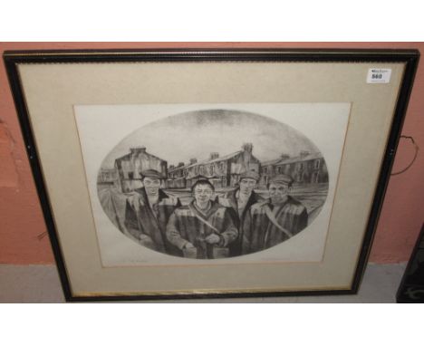 After David Carpanini, 'The Brothers', a limited edition uncoloured etching no. 18 of 20, signed in pencil.  Hogarth frame an