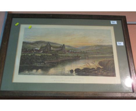 After Benjamin W. Leader, 'Departing Day at Tintern', Coloured print. Framed and glazed.