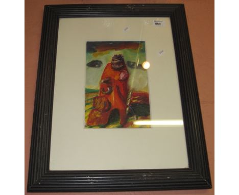 MacPherson, 'The Days Slowly Pass', a portrait study, signed, with Glasgow Gallery label verso, acrylic.  Framed and glazed. 