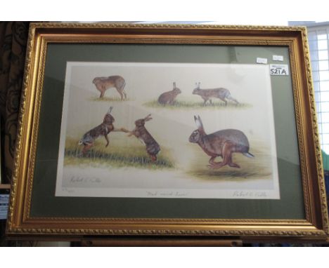 Limited edition coloured print after Robert E. Fuller, 'Mad March Hares', no. 49 of 850, signed in pencil, framed and glazed.