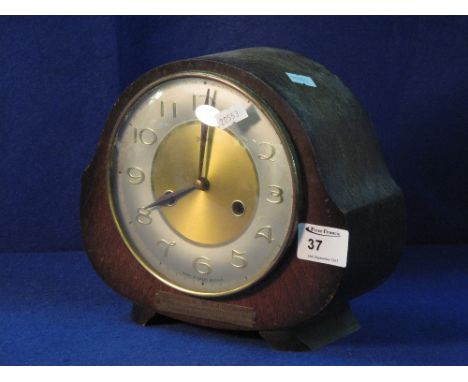 Mid 20th Century Smith's two train oak case mantel clock