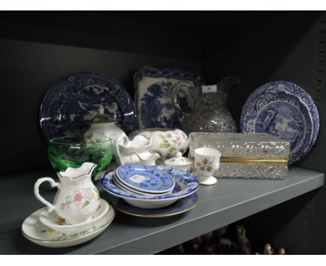 A selection of blue and white wear ceramics including Spode