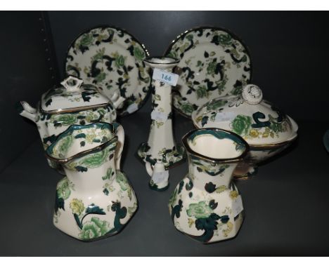 A selection of ceramics by Masons including lidded caddy