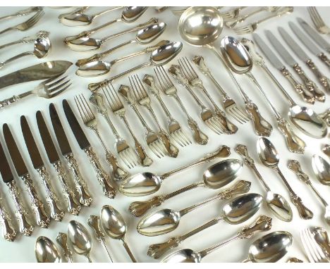 A large harlequin collection of silver cutlery, various dates and makers, comprising; eighteen tablespoons, twelve dessert sp