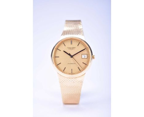 Longines: A gentleman's yellow gold dress watchDate: Circa 1975Movement: Replacement ETA F06.111 3-jewel, quartzDial: Gold st
