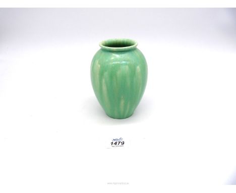 A Pilkington Royal Lancastrian ovoid vase with green streaked glaze, 5 1/2" high.