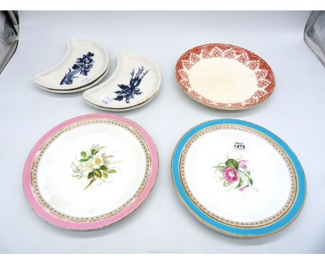 Two plates both with impressed 'Worcester Royal Porcelain Works', one with the mark to base as well, both with floral decorat