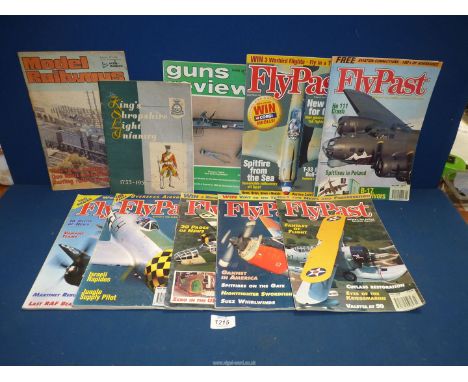 A quantity of old magazines including Model Railways, Guns Review, Fly Past and a King's Shropshire Light Infantry bi-centena