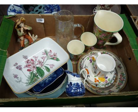 A quantity of china to include Crown Ducal jug and two small vases with floral print, Royal Doulton, 'The Vernon' display pla