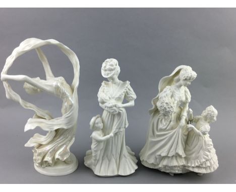 ROYAL WORCESTER FIGURE OF 'SPIRIT OF THE DANCE', No 2570, 24cm high, along with five other Royal Worcester figures including 