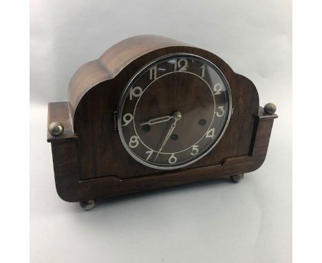 ART DECO WALNUT MANTEL CLOCK, 22.5cm high