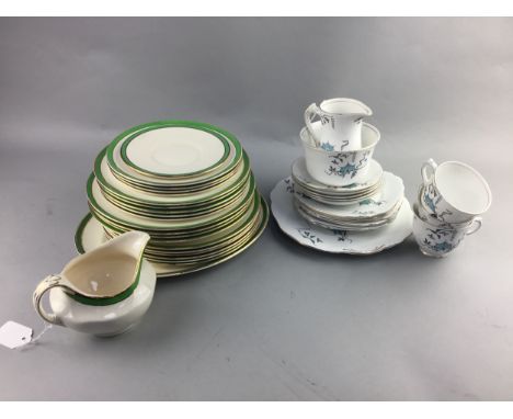 SALISBURY PART TEA SERVICE, comprising three cups, 5 saucers, 6 plates, sugar, cream and a side plate, along with other tea a