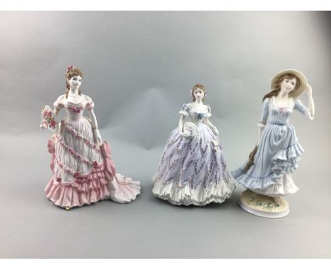 ROYAL WORCESTER FIGURE OF 'SPRING', No 3485, 24cm high, along with seven other Royal Worcester figures including 'Winter', No
