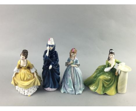 ROYAL DOULTON FIGURE OF 'SECRET THOUGHTS', HN 2382, 18cm high, along with another of 'Coralie', HN 2307, 19cm high, 'Masque',
