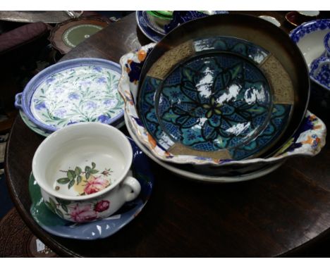 RIDGWAYS CERAMIC BASIN, with floral and gilt decoration, along with other various bowls and plates