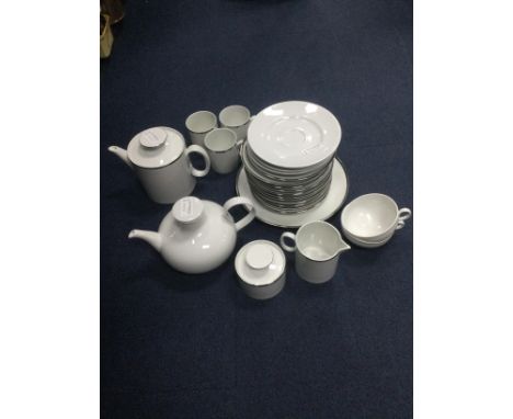 MODERN THOMAS TEA SERVICE, with silvered border, comprising 12 cups, 12 saucers, 12 side plates, teapot, sugar bowl, milk jug