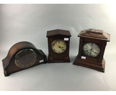 MAHOGANY MANTEL CLOCK, and two others (3)