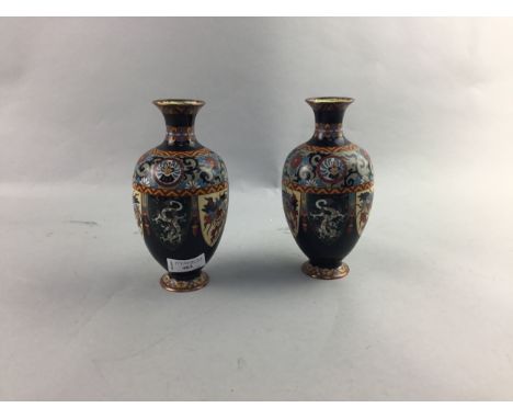 PAIR OF 20TH CENTURY CHINESE CLOISONNE VASES, along with a ceramic ewer and basin, various serving dishes and decorative plat