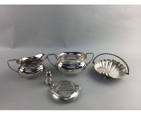 SILVER PLATED PART TEA SERVICE, along with other silver plated ware, including flatware, cruets, also cased sets including Ro