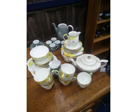 ROYAL GRAFTON FLORAL AND GILT PART TEA SERVICE, along wiith a Simpson's Pottery part coffee service and a Sadler tea pot