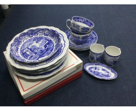 COLLECTION OF SPODE 'BLUE ROOM COLLECTION' CERAMICS, including plates, along with breakfast cups with saucers