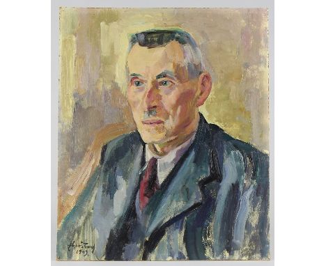 Ebersbach, Herbert (Wildenfels 1902 - 1984 Bielefeld)Gemälde "Portrait Heinrich Kamphöner", Öl auf Presspappe, unten links si