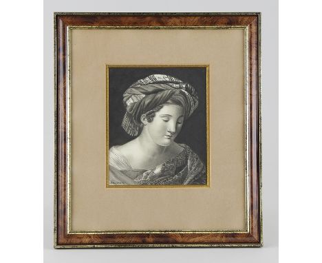 Habermann, Franz von (Prag 1788-1866 Wien) attr.Miniatur/Zeichnung, Grisaille auf Papier, Portrait einer jungen Frau mit Turb