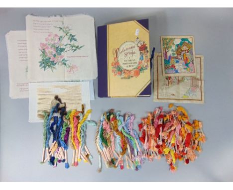 Box of vintage embroidery threads, including 20 Filoselle silk skeins, 19 Washing Filoselle skeins, approx. 70 Pearsalls Mall
