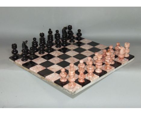 A good quality onyx games board and chess set together with a small quantity of linen and lace